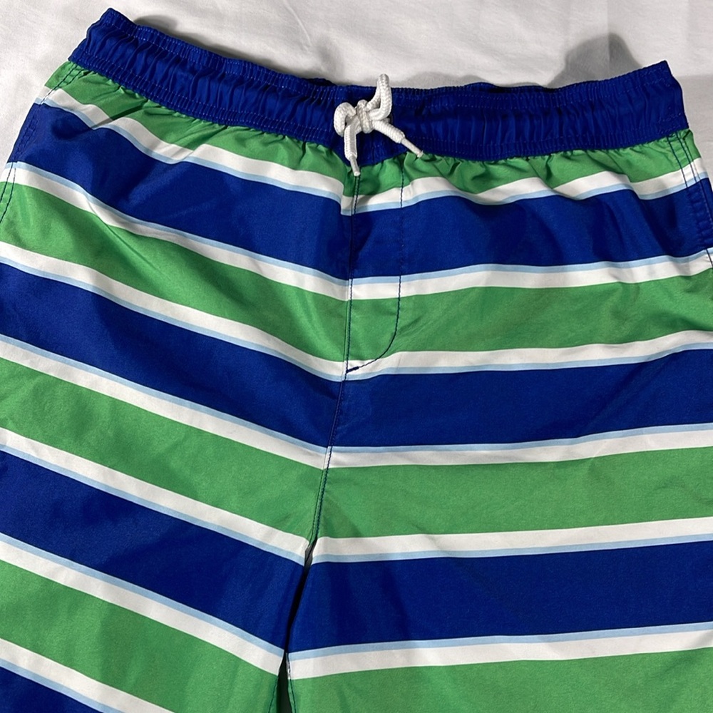 Lands' End boys multicolor striped drawstring swim trunks - size boys XL 18-20